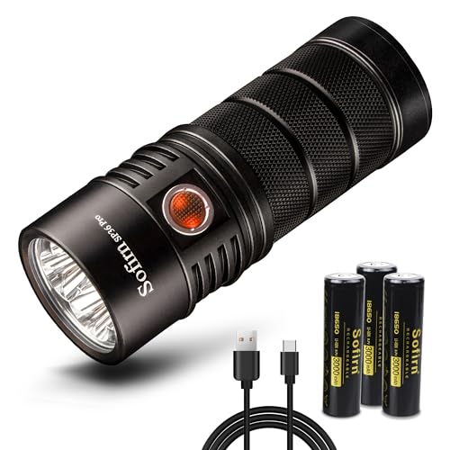 Sofirn SP36 Pro Led Wiederaufladbare Taschenlampe 8000 Lumen, SST40 Leds mit 3x 18650 Batterie Leistungsstarker Griff Fackel Anduril UI mit USB-Kabel zum Suchen, Beleuchten, Wandern von Sofirn