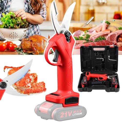 Elektrische KüChenknochenschere – Sicherer Und Effizienter Knochenschnitt: Kabellose KüChenknochenschere Mit Automatischer Verriegelung Griff | Wiederaufladbar FüR HäHnchen, Fleisch,Red von Soflightmok