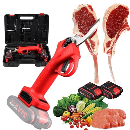 Mehrzweck-Elektrikschere, 2x 2000mah Batterieknochenschere-Rutsch-Rutschgriff, Ergonomisches Design, FüR Kleine Knochen, Spargel, Knoblauch Und GemüSezubereitung,Red von Soflightmok
