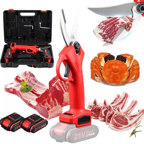 MüHelose Kabellose Elektrische Knochenschere | Schneiden Sie HüHnchen, Fisch Und GemüSe Wie Butter | Wiederaufladbar Mit 2 * 2000-Mah-Akkus – FüR VielbeschäFtigte HobbyköChe!,Red von Soflightmok