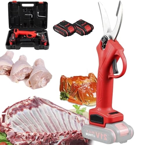 MüHelose Kabellose Elektrische Knochenschere | Schneiden Sie HüHnchen, Fisch Und GemüSe Wie Butter | Wiederaufladbar Mit 2 * 2000-Mah-Akkus – FüR VielbeschäFtigte HobbyköChe!,Red von Soflightmok