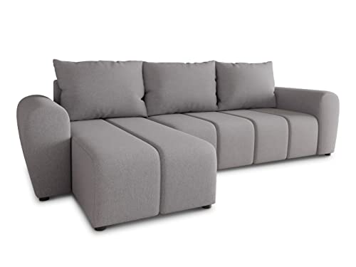 Ecksofa Cleo L mit Schlaffunktion - Sofa mit Bettkasten, Polsterecke, Couchgarnitur, Eckcouch, L-Form Couch, Sofagarnitur - Ottomane Universal (Grau (Soro 90)) von Sofnet