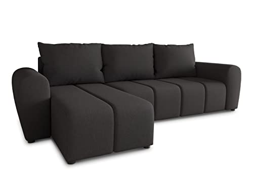 Ecksofa Cleo L mit Schlaffunktion - Sofa mit Bettkasten, Polsterecke, Couchgarnitur, Eckcouch, L-Form Couch, Sofagarnitur - Ottomane Universal (Schwarz (Soro 100)) von Sofnet