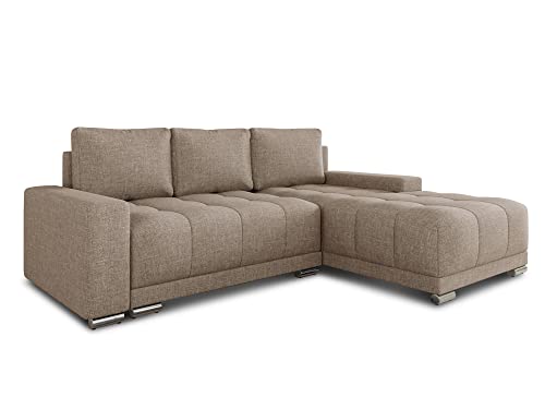 Ecksofa Pavo mit Schlaffunktion und Bettkasten - Big Sofa, Couch, Couchgarnitur, Eckcouch, Ecke, Sofagarnitur - Ottomane Universal (Beige (Sawana 27)) von Sofnet