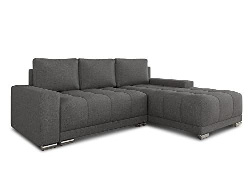 Ecksofa Pavo mit Schlaffunktion und Bettkasten - Big Sofa, Couch, Couchgarnitur, Eckcouch, Ecke, Sofagarnitur - Ottomane Universal (Graphit (Sawana 05)) von Sofnet