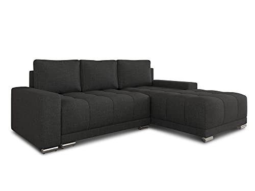 Ecksofa Pavo mit Schlaffunktion und Bettkasten - Big Sofa, Couch, Couchgarnitur, Eckcouch, Ecke, Sofagarnitur - Ottomane Universal (Schwarz (Sawana 14)) von Sofnet