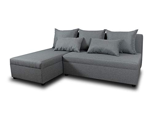 Ecksofa Pono mit Schlaffunktion - Couchgarnitur, Eckcouch, Sofa, Sofagarnitur, Bettsofa, L-Form Couch, Schlafsofa - Ottomane Universal (Grau (Sawana 21)) von Sofnet