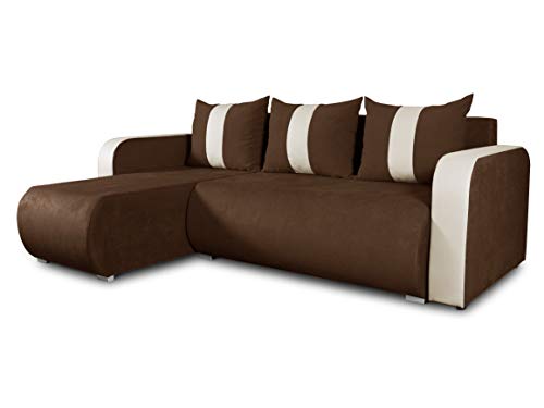 Ecksofa Rino mit Schlaffunktion und Bettkasten - L-Form Couch, Polsterecke, Couchgarnitur, Eckcouch, Ecke, Sofa, Sofagarnitur - Ottomane Universal (Enjoy 04 + Cayenne 1112) von Sofnet