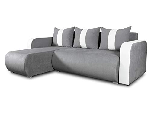 Ecksofa Rino mit Schlaffunktion und Bettkasten - L-Form Couch, Polsterecke, Couchgarnitur, Eckcouch, Ecke, Sofa, Sofagarnitur - Ottomane Universal (Enjoy 23 + Cayenne 1111) von Sofnet