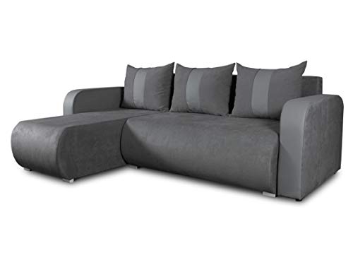 Ecksofa Rino mit Schlaffunktion und Bettkasten - L-Form Couch, Polsterecke, Couchgarnitur, Eckcouch, Ecke, Sofa, Sofagarnitur - Ottomane Universal (Enjoy 24 + Cayenne 1118) von Sofnet