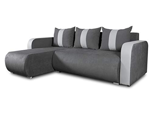 Ecksofa Rino mit Schlaffunktion und Bettkasten - L-Form Couch, Polsterecke, Couchgarnitur, Eckcouch, Ecke, Sofa, Sofagarnitur - Ottomane Universal (Enjoy 24 + Cayenne 1132) von Sofnet