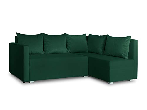 Ecksofa mit Schlaffunktion Filo - Couchgarnitur mit Bettkasten, Couch L-Form, Sofagarnitur, Schlafsofa, Polsterecke, Bett (Grün (Kronos 19), Ecksofa Rechts) von Sofnet