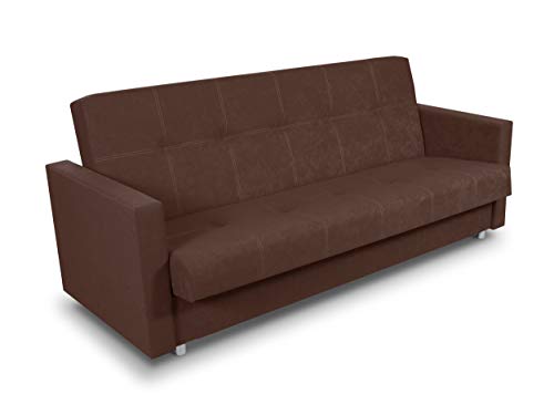 SuedineSchlafsofa Bettsofa Dave - Sofa mit Schlaffunktion und Bettkasten, Bett, Farbauswahl, Schlafcouch, Couch vom Hersteller, klick-Klack (Braun (Suedine 26)) von Sofnet