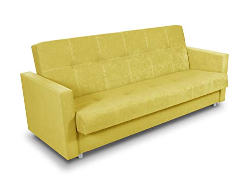 SuedineSchlafsofa Bettsofa Dave - Sofa mit Schlaffunktion und Bettkasten, Bett, Farbauswahl, Schlafcouch, Couch vom Hersteller, klick-Klack (Gelb (Suedine 78)) von Sofnet