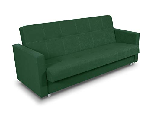 SuedineSchlafsofa Bettsofa Dave - Sofa mit Schlaffunktion und Bettkasten, Bett, Farbauswahl, Schlafcouch, Couch vom Hersteller, klick-Klack (Grün (Suedine 76)) von Sofnet