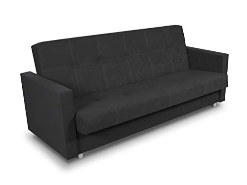 SuedineSchlafsofa Bettsofa Dave - Sofa mit Schlaffunktion und Bettkasten, Bett, Farbauswahl, Schlafcouch, Couch vom Hersteller, klick-Klack (Schwarz (Suedine 24)) von Sofnet