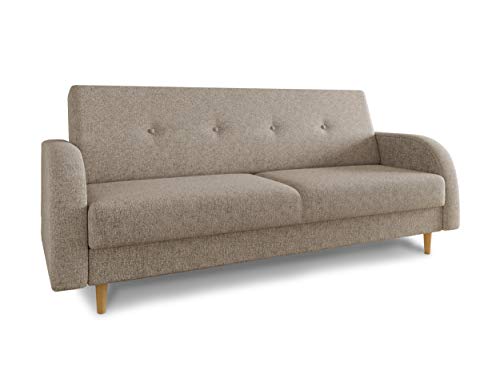 Schlafsofa Kelso - klick-Klack Sofa mit Bettkasten und Schlaffunktion, Bettsofa, Schlafcouch mit Holzfüße, Couch vom Hersteller, Couchgarnitur (Beige (Twist 02)) von Sofnet