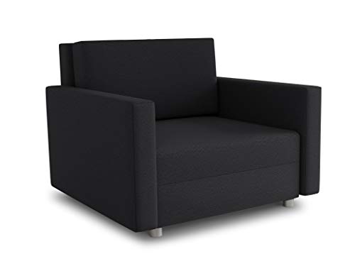 Schlafsofa Pura Midi mit Bettkasten - Polstersofa mit Schlaffunktion, Sofa, Sofagarnitur, Bettsofa, Wohnlandschaft, Couch (Schwarz (Suedine 24)) von Sofnet