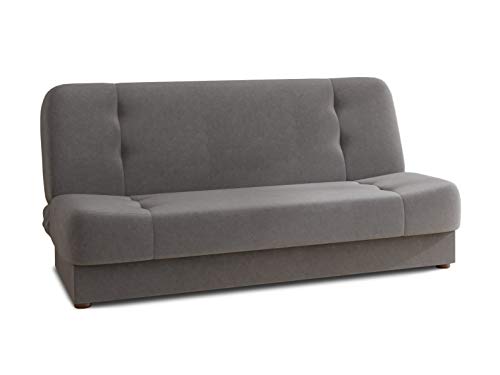 Schlafsofa Sena - Sofa mit Schlaffunktion, Velours Stoff, Bettsofa mit Bettkasten, Couch, Sofagarnitur, Couchgarnitur (Grau (Manila 16)) von Sofnet