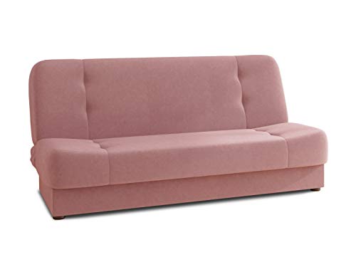 Schlafsofa Sena - Sofa mit Schlaffunktion, Velours Stoff, Bettsofa mit Bettkasten, Couch, Sofagarnitur, Couchgarnitur (Rose (Manila 09)) von Sofnet