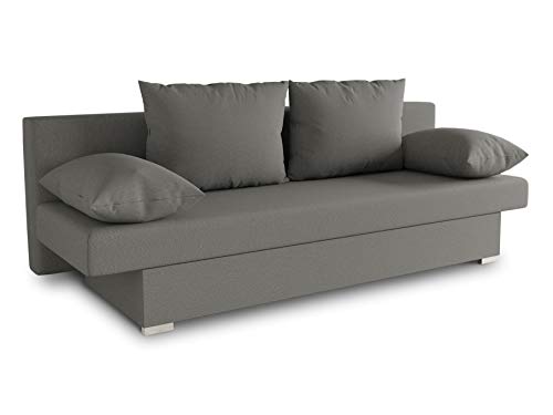 Schlafsofa Tina inklusive Bettkasten - Sofa mit Schlaffunktion, Bettsofa, Couchgarnitur, Couch, Bett, Schlafmöbel (Alova 10 (Grau)) von Sofnet