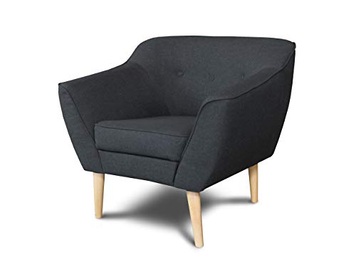Sessel Scandi - Scandinavian Design Kollektion, Holzfüße, Couchhusse für Einsitzer Couchsessel oder Loungesessel, Stühl, Wohnzimmer (Schwarz (Sawana 14)) von Sofnet