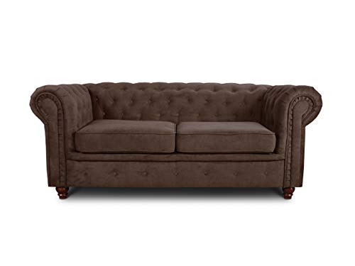 Sofa Chesterfield Asti 2-Sitzer, Couchgarnitur 2-er, Sofagarnitur, Couch mit Holzfüße, Polstersofa - Glamour Design (Braun (Capri 45)) von Sofnet