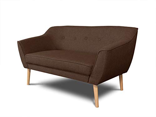Sofa Scandi 2-Sitzer, Scandinavian Design Kollektion, Holzfüße, Couch 2-er, Couchgarnitur, Sofagarnitur, Polstersofa - Wohnzimmer (Braun (Sawana 26)) von Sofnet