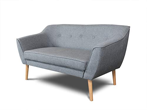 Sofa Scandi 2-Sitzer, Scandinavian Design Kollektion, Holzfüße, Couch 2-er, Couchgarnitur, Sofagarnitur, Polstersofa - Wohnzimmer (Grau (Sawana 21)) von Sofnet