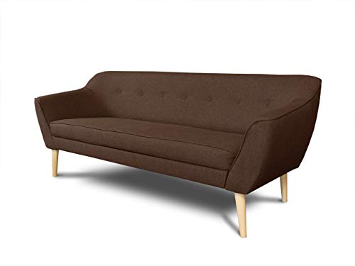 Sofa Scandi 3-Sitzer, Scandinavian Design, Couch 3-er, Couchgarnitur, Sofagarnitur, Holzfüße, Polstersofa - Wohnzimmer (Braun (Sawana 26)) von Sofnet