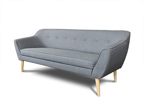 Sofa Scandi 3-Sitzer, Scandinavian Design, Couch 3-er, Couchgarnitur, Sofagarnitur, Holzfüße, Polstersofa - Wohnzimmer (Grau (Sawana 21)) von Sofnet