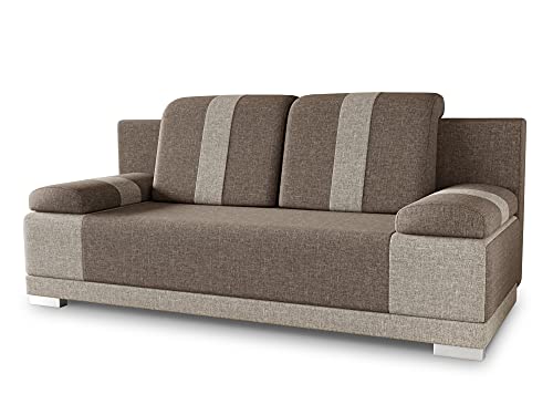 Sofa mit Schlaffunktion Imola - Schlafsofa mit Bettkasten, Couch, Bettsofa, Polstersofa, Klappsofa, Sofagarnitur (Beige (Sawana 02 + Sawana 27)) von Sofnet