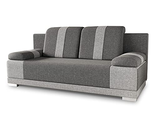 Sofa mit Schlaffunktion Imola - Schlafsofa mit Bettkasten, Couch, Bettsofa, Polstersofa, Klappsofa, Sofagarnitur (Grau (Sawana 05 + Sawana 21)) von Sofnet