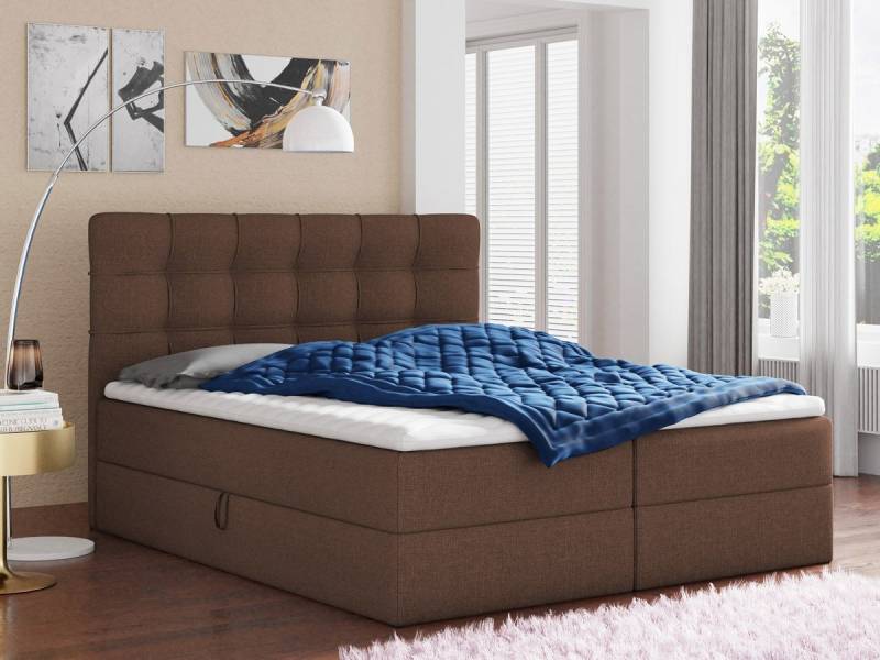 Sofnet Boxbett Best (mit zwei Bettkasten, Bonell-Matratze und Topper), Doppelbett, Polsterbett mit Kopfteil, Boxspringbett von Sofnet