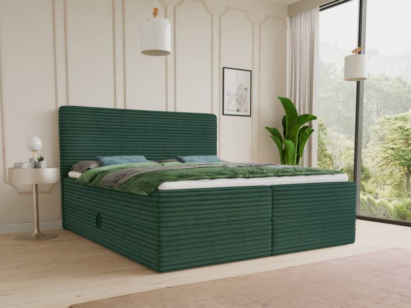 Sofnet Boxbett Mollo (mit zwei Bettkästen, Bonell-Matratze und Topper), Doppelbett, Polsterbett mit Kopfteil, Boxspringbett, Cordstoff von Sofnet