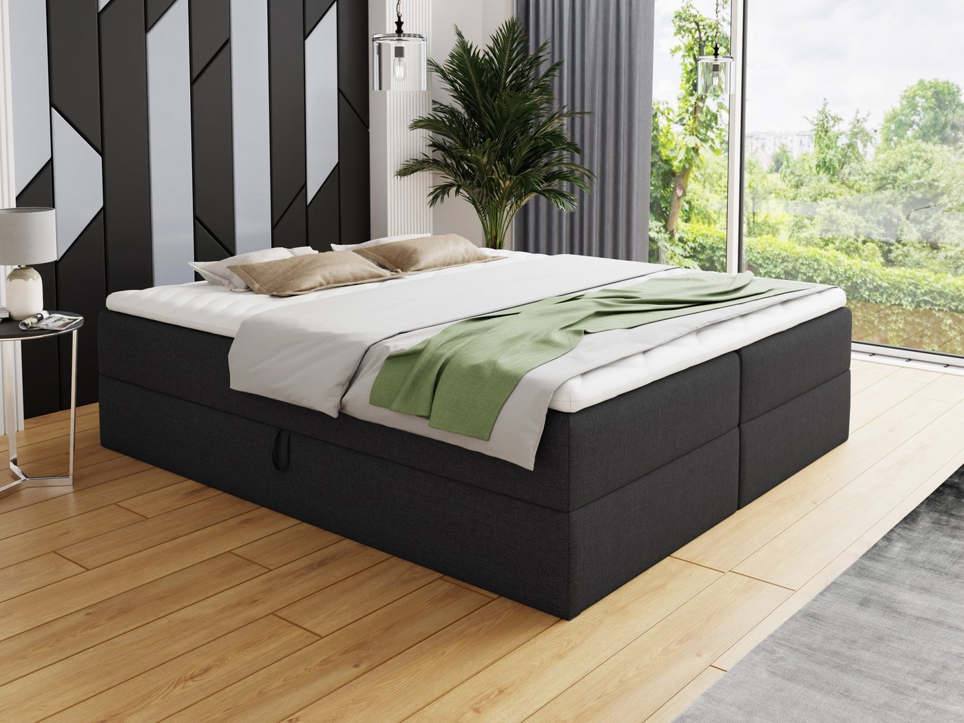 Sofnet Boxbett Base (mit zwei Bettkästen, Bonell-Matratze und Topper), Doppelbett, Polsterbett, Freistehendes Bett, Boxspringbett von Sofnet