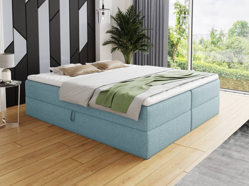 Sofnet Boxbett Base (mit zwei Bettkästen, Bonell-Matratze und Topper), Doppelbett, Polsterbett, Freistehendes Bett, Boxspringbett von Sofnet
