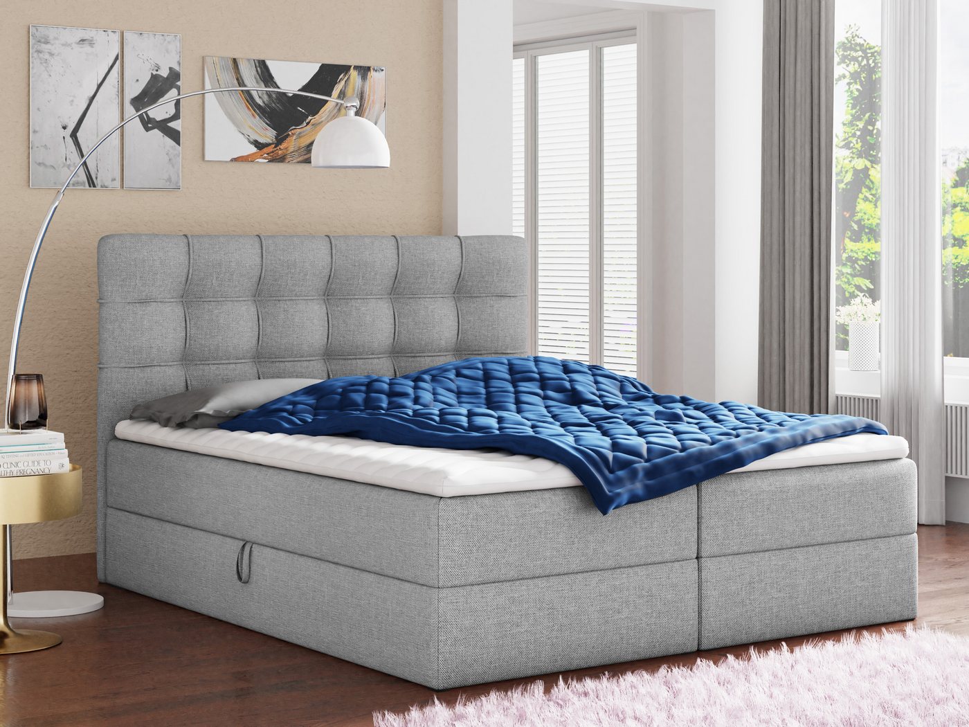 Sofnet Boxbett Best (mit zwei Bettkästen, Bonell-Matratze und Topper), Doppelbett, Polsterbett mit Kopfteil, Boxspringbett von Sofnet