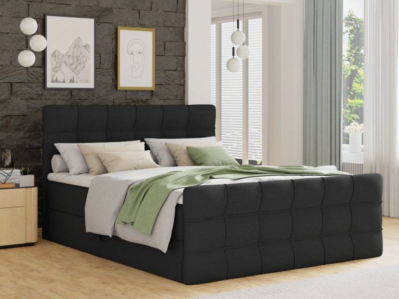 Sofnet Boxbett Best Lux (mit zwei Bettkästen, Bonell-Matratze und Topper), Doppelbett, Polsterbett mit Kopfteil und Fußteil, Boxspringbett von Sofnet