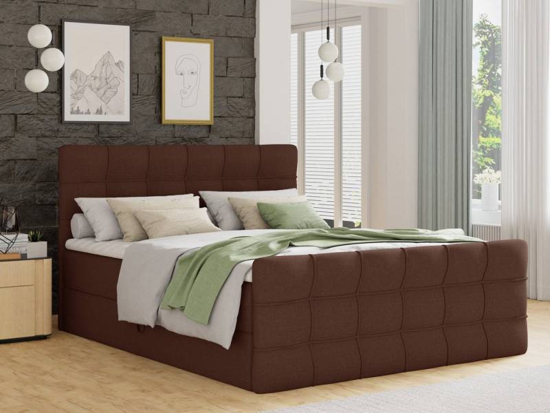Sofnet Boxbett Best Lux (mit zwei Bettkästen, Bonell-Matratze und Topper), Doppelbett, Polsterbett mit Kopfteil und Fußteil, Boxspringbett von Sofnet
