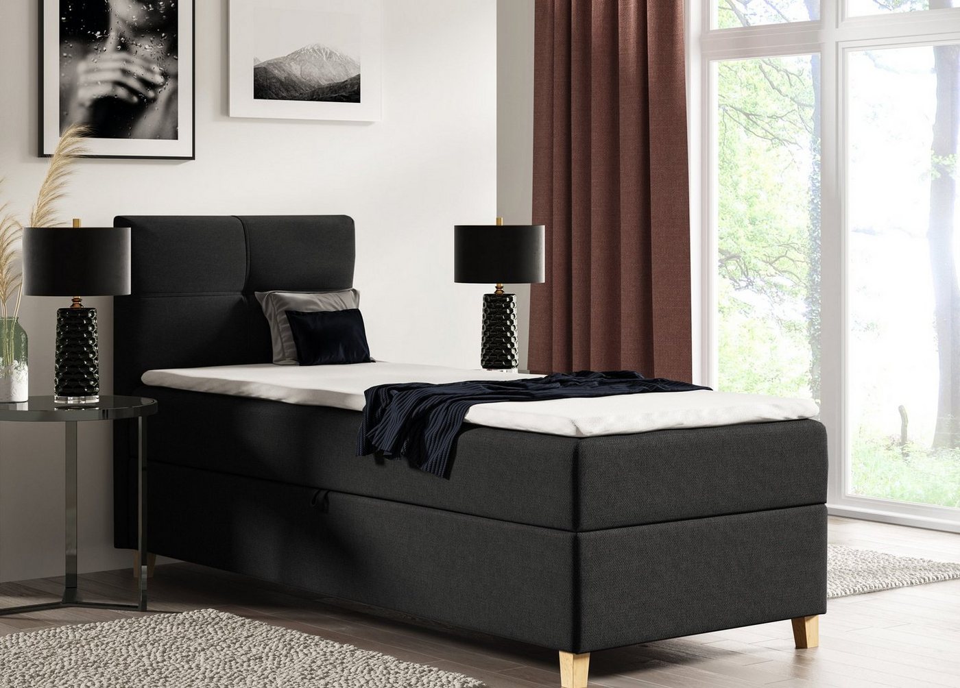 Sofnet Boxbett Candy Mini (mit Bettkasten, Bonell-Matratze und Topper), Einzelbett, Polsterbett mit Kopfteil, Boxspringbett, Kinderbett von Sofnet