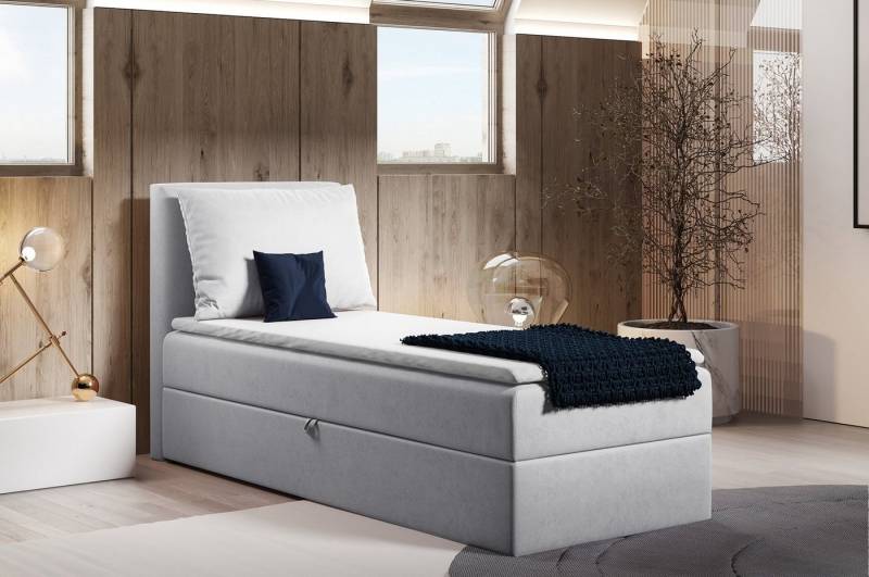 Sofnet Boxspringbett Egro Mini (mit Bettkasten, Bonell-Matratze und Topper), Einzelbett, Polsterbett mit Kopfteil und Kissen, Kinderbett von Sofnet