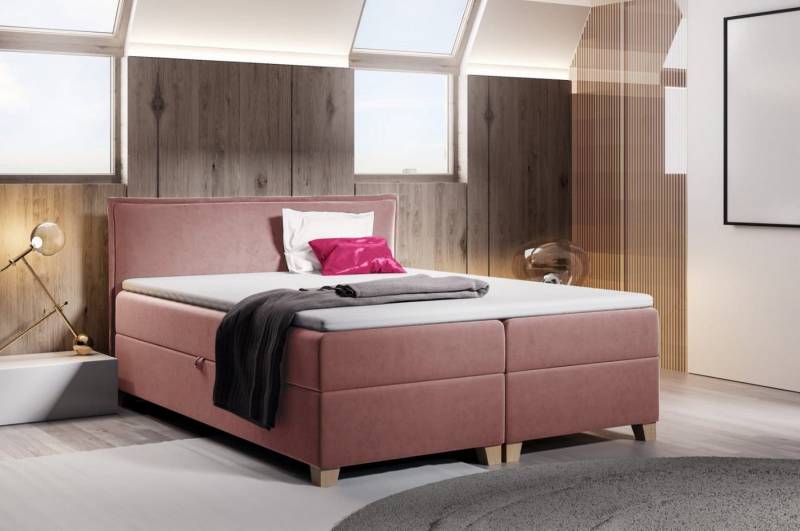 Sofnet Boxbett Fren (mit zwei Bettkästen, Bonell-Matratze und Topper), Doppelbett, Polsterbett mit Kopfteil, Boxspringbett von Sofnet