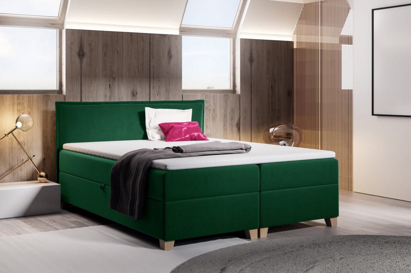 Sofnet Boxbett Fren (mit zwei Bettkästen, Bonell-Matratze und Topper), Doppelbett, Polsterbett mit Kopfteil, Boxspringbett von Sofnet