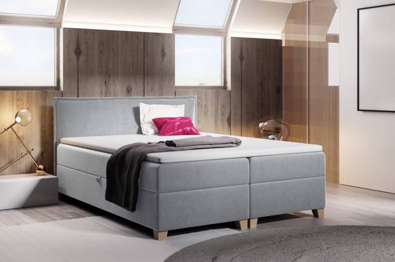 Sofnet Boxbett Fren (mit zwei Bettkästen, Bonell-Matratze und Topper), Doppelbett, Polsterbett mit Kopfteil, Boxspringbett von Sofnet
