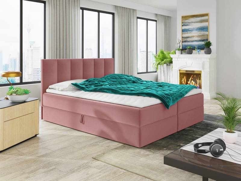 Sofnet Boxbett Star (mit zwei Bettkästen, Bonell-Matratze und Topper), Doppelbett, Polsterbett mit Kopfteil, Boxspringbett von Sofnet