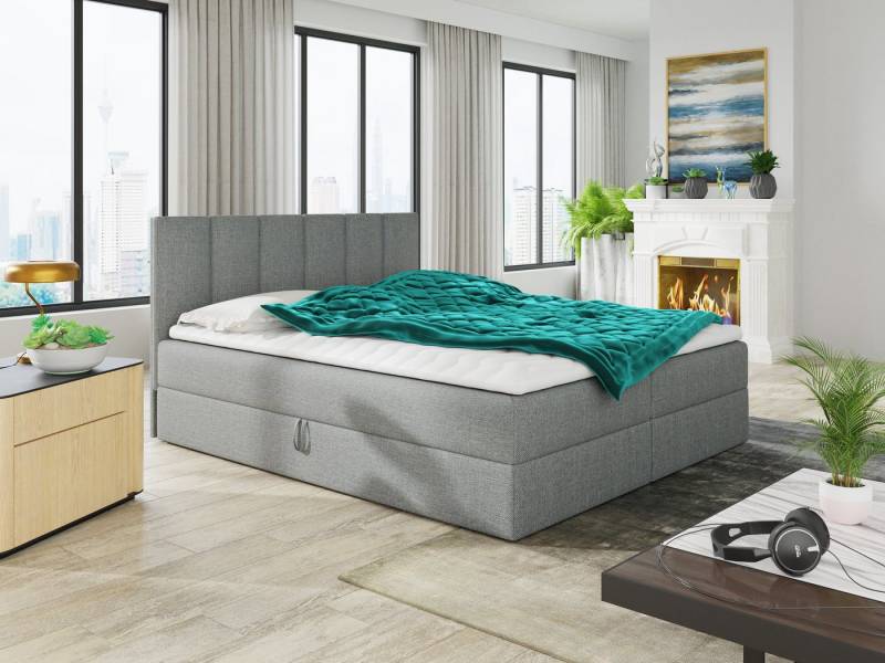 Sofnet Boxspringbett Star (mit zwei Bettkasten, Bonell-Matratze und Topper), Doppelbett, Polsterbett mit Kopfteil von Sofnet