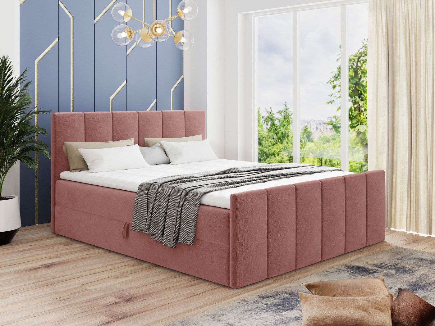 Sofnet Boxspringbett Star Lux (mit zwei Bettkasten, Bonell-Matratze und Topper), Doppelbett, Polsterbett mit Kopfteil und Fußteil von Sofnet