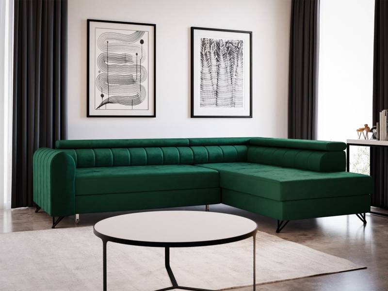 Sofnet Ecksofa Alice, mit Schlaffunktion und Bettkasten, Wohnlandschaft mit einstellbare Kopfstützen, Schlafsofa, L-form Couch von Sofnet