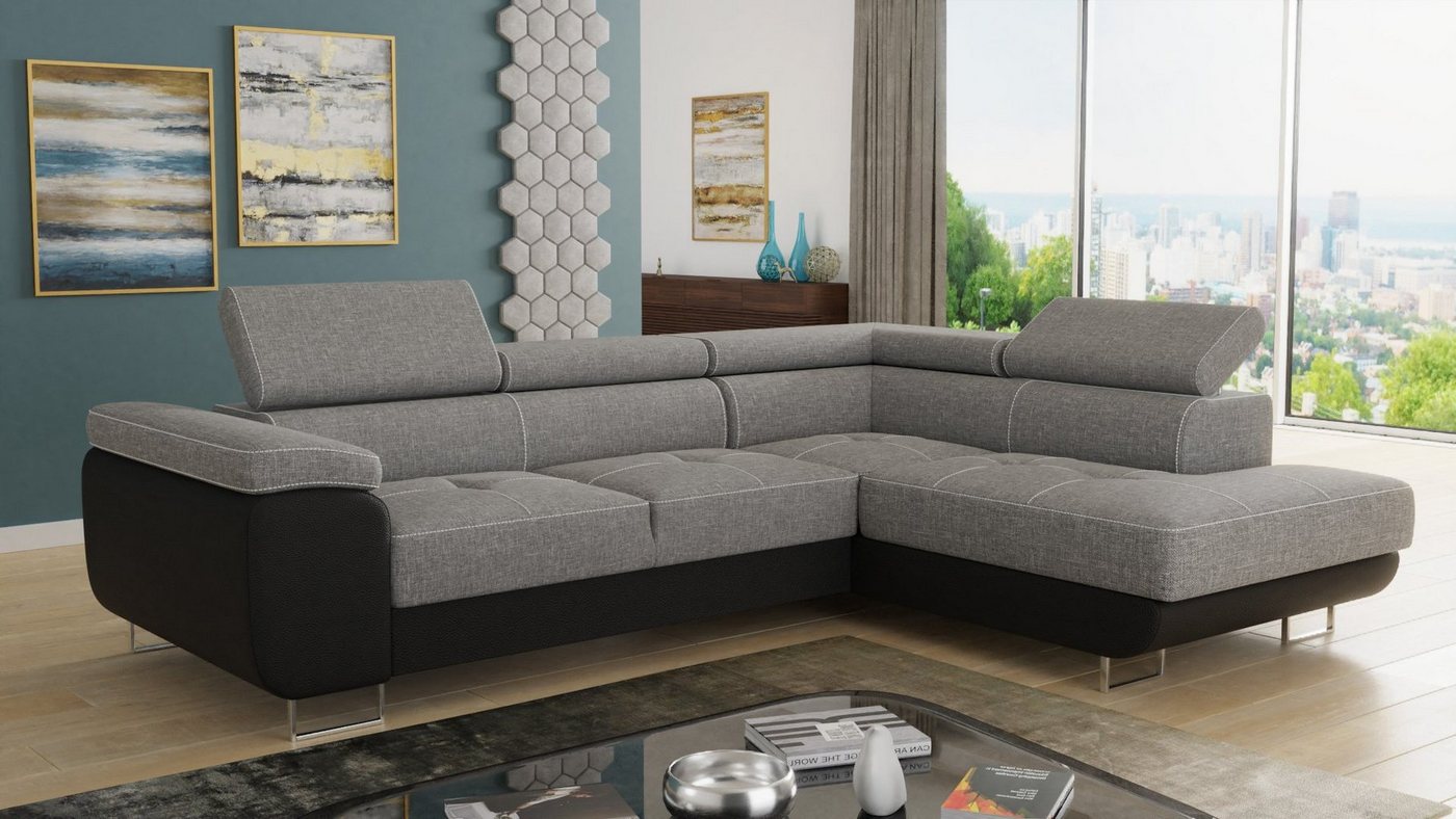 Sofnet Ecksofa Caris, mit Schlaffunktion und Bettkasten, Wohnlandschaft mit einstellbare Kopfstützen, Schlafsofa Sofnet Ecksofa Caris, mit Schlaffunktion und Bettkasten, Wohnlandschaft mit einstellbare Kopfstützen, Schlafsofa von Sofnet